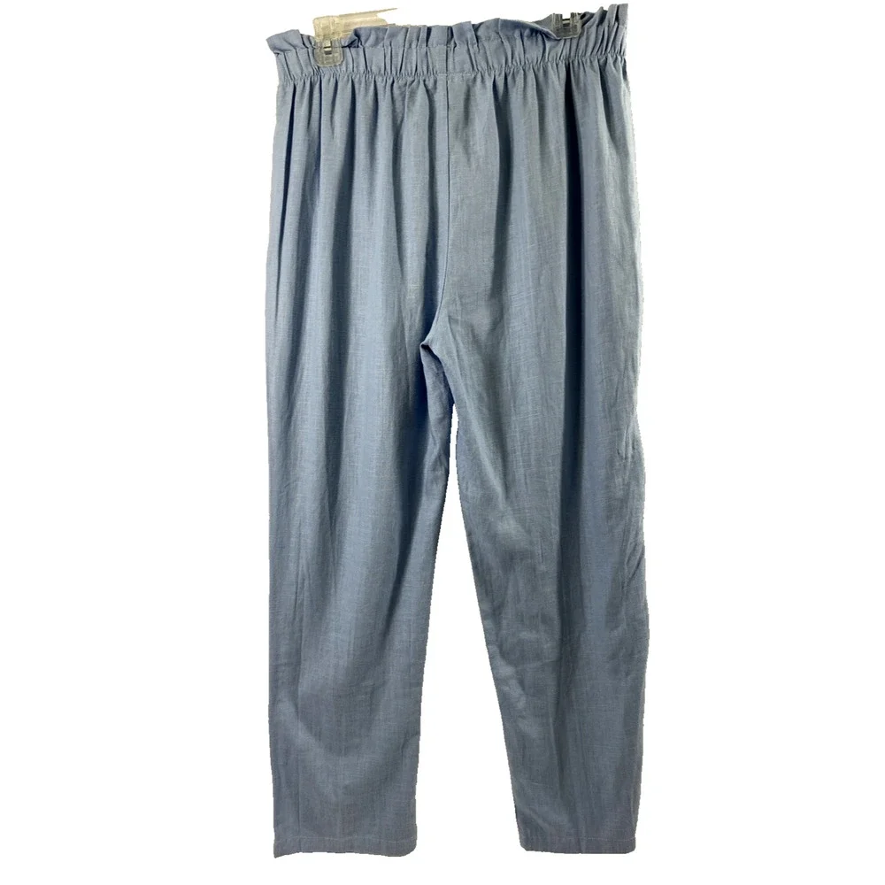 Como Vintage Pants‎ Womens Large Linen Blend Light Blue High Waist Coastal - Picture 2 of 10